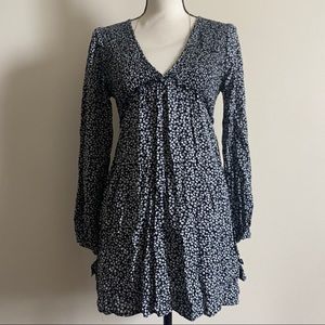 Mini Floral Black And White Babydoll Dress Size X-Small